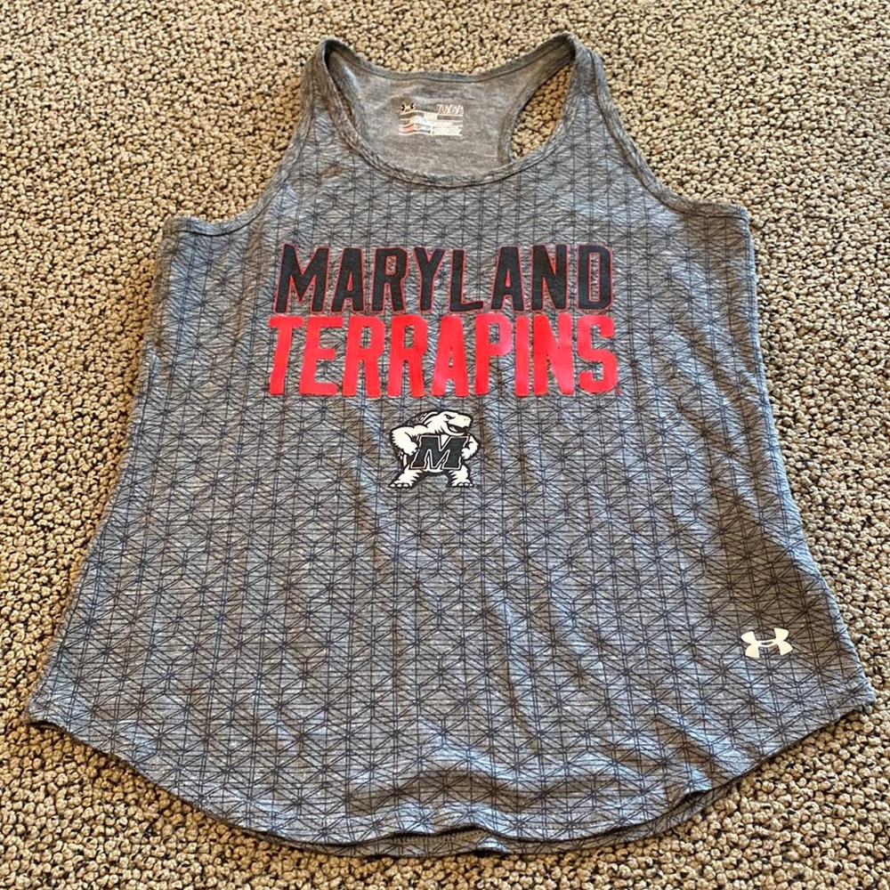 Under Armour Racerback University of Maryland Tank Top Size Youth Large Like New